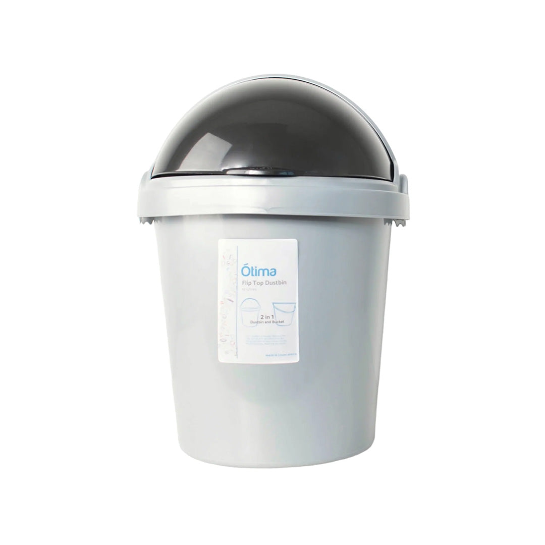 Dustbin 12L Silver  Flip Top Lid Otima