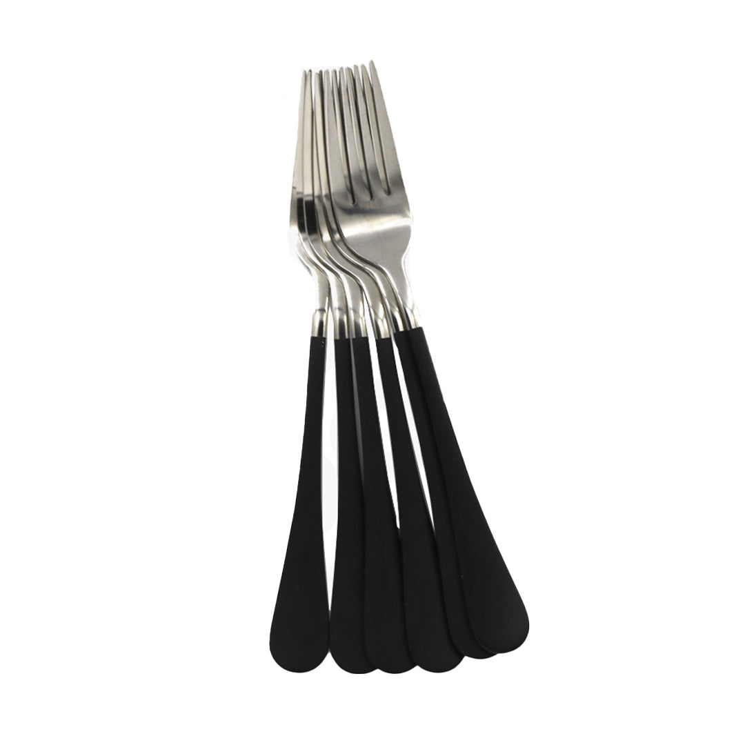 Fork 6Pc Stainless Steel Silver/Black