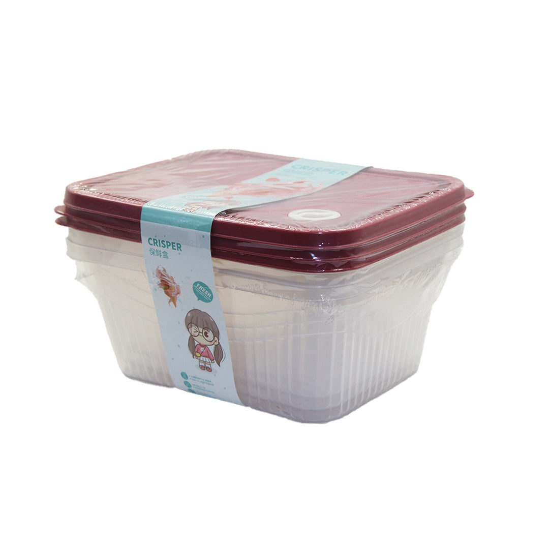 Container 3Pc 28X19X10Cm With Lid Crisper
