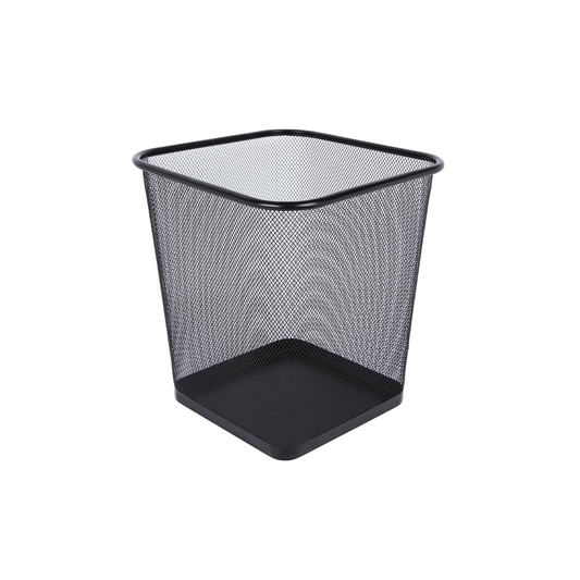Waste Paper Basket 30X25Cm Square Round Mesh Black
