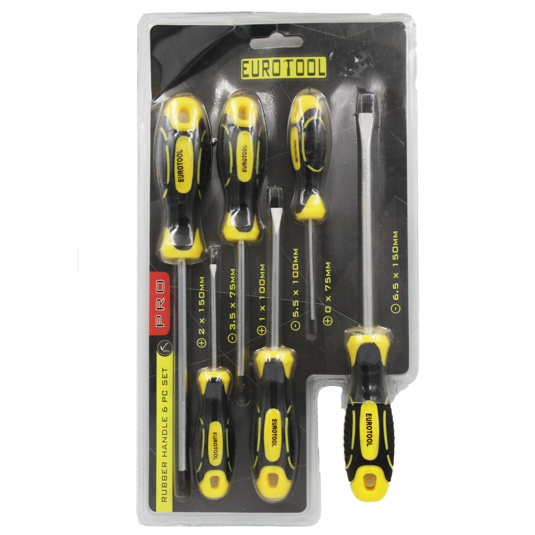 Screw Driver Set 6Pc Black/Yellow Blister Pk