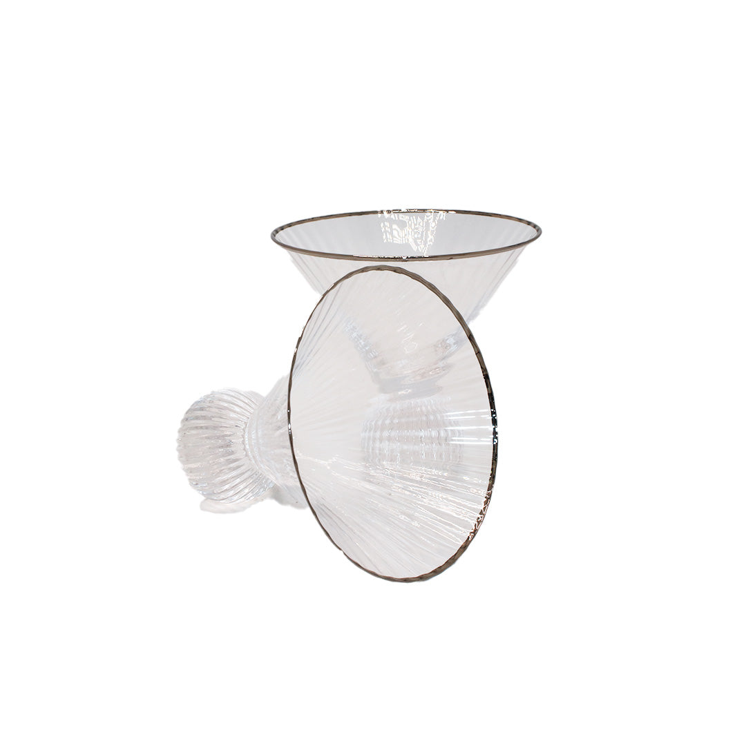 Ice Cream Bowl 6Pc 215Ml Clr Silver Rim Ball Base