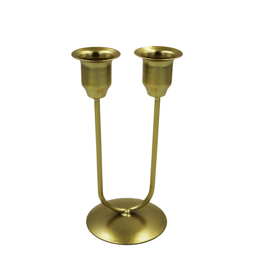Candle Holder 15X7Cm 2 Candles Gold