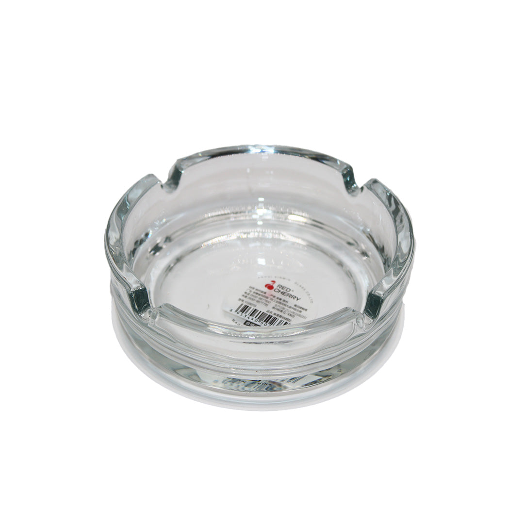 Ashtray 11Cm Round Clear Glass Red Cherry