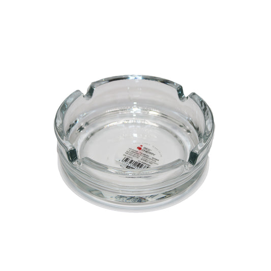 Ashtray 11Cm Round Clear Glass Red Cherry