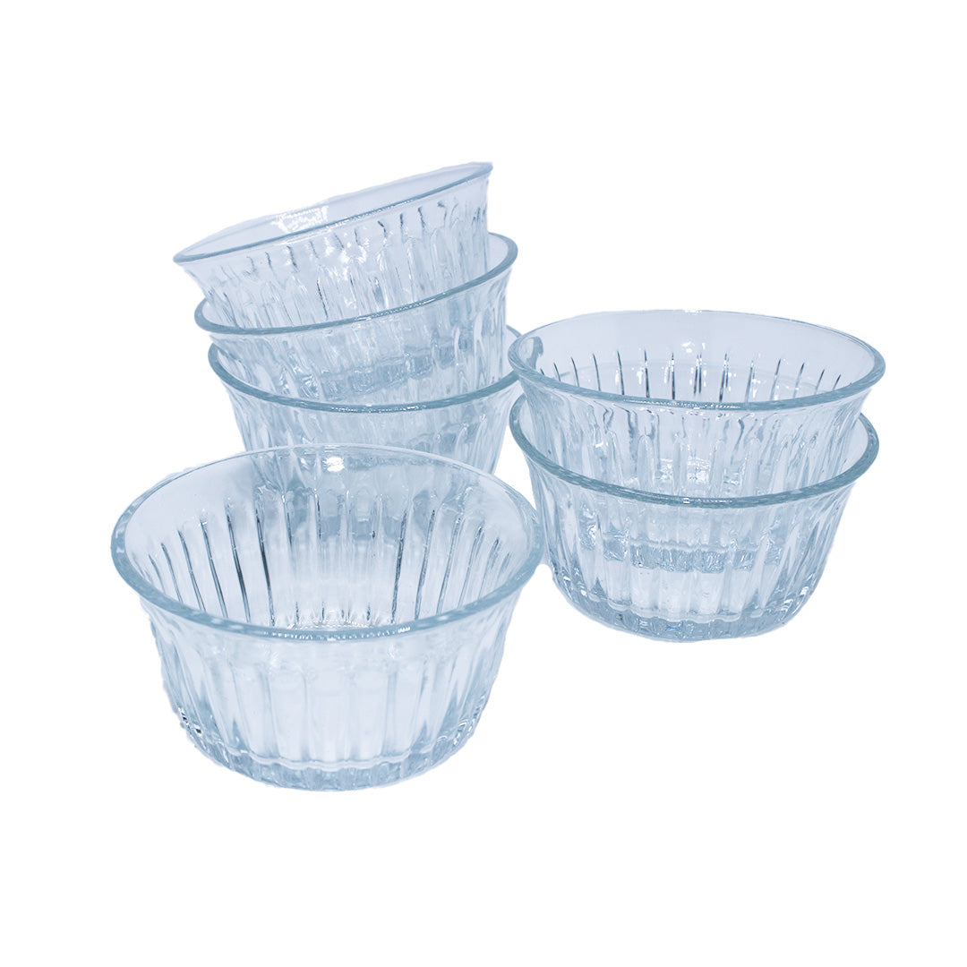 Bowl 6Pc 9X5Cm Clear Embossed Soren Kaveh