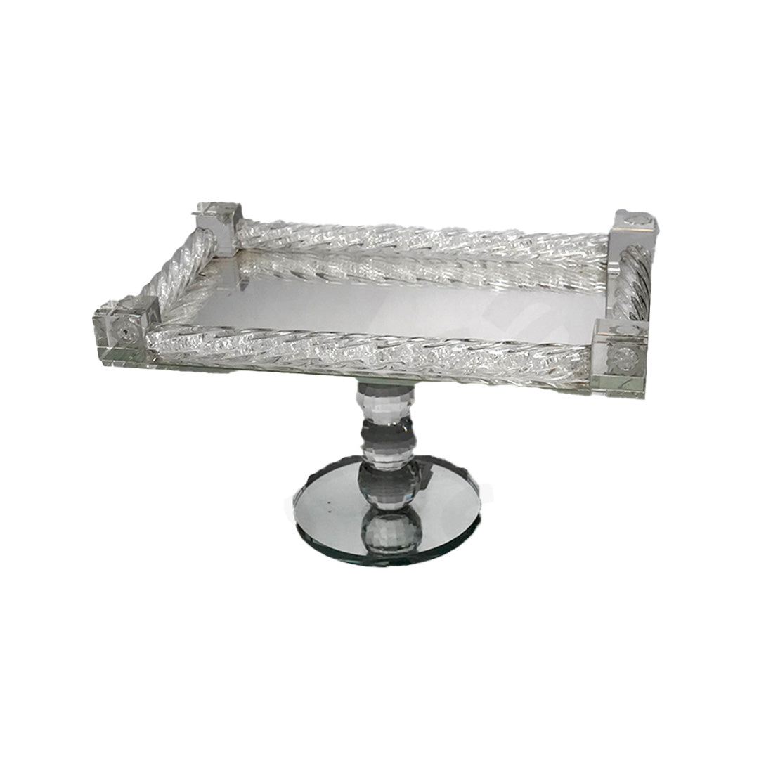 Cake Plate 29X17X16Cm Mirror/Crystal Rope