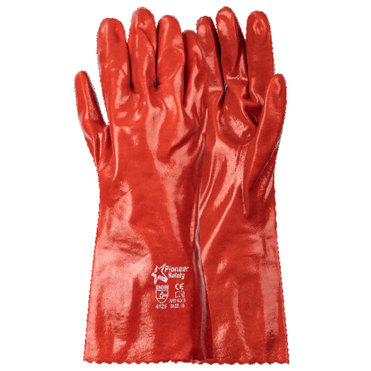 Gloves Red 40Cm Pvc Dipped Gauntlet Ab