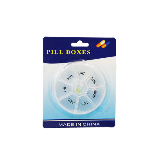 Pill Box 7 Day 9Cm Round Carded