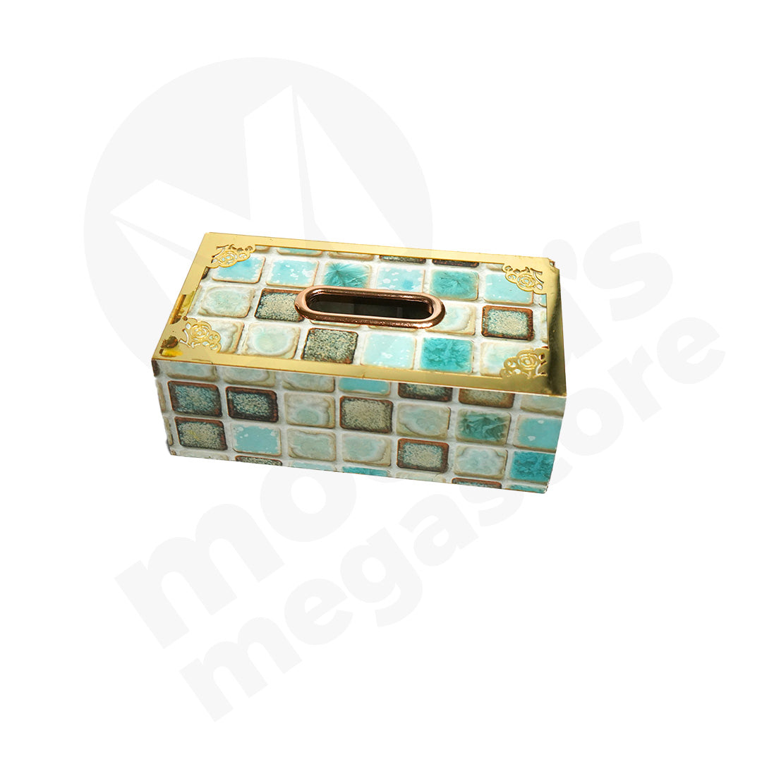 Tissue Box 24X12X9Cm Marble Look Vintage