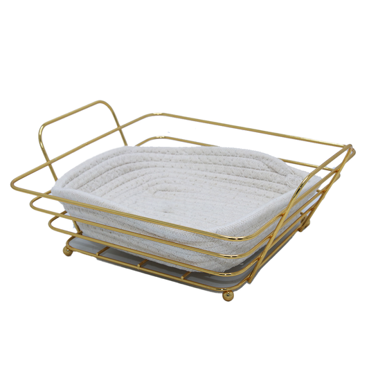 Bread Basket 23Cm Square Metal Woven