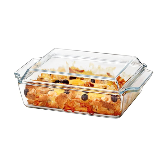 Casserole  2L With Lid Square Tempered Glass