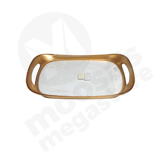 Tray 37X24Cm Rectangle Clear/Gold Acrylic 2Handle