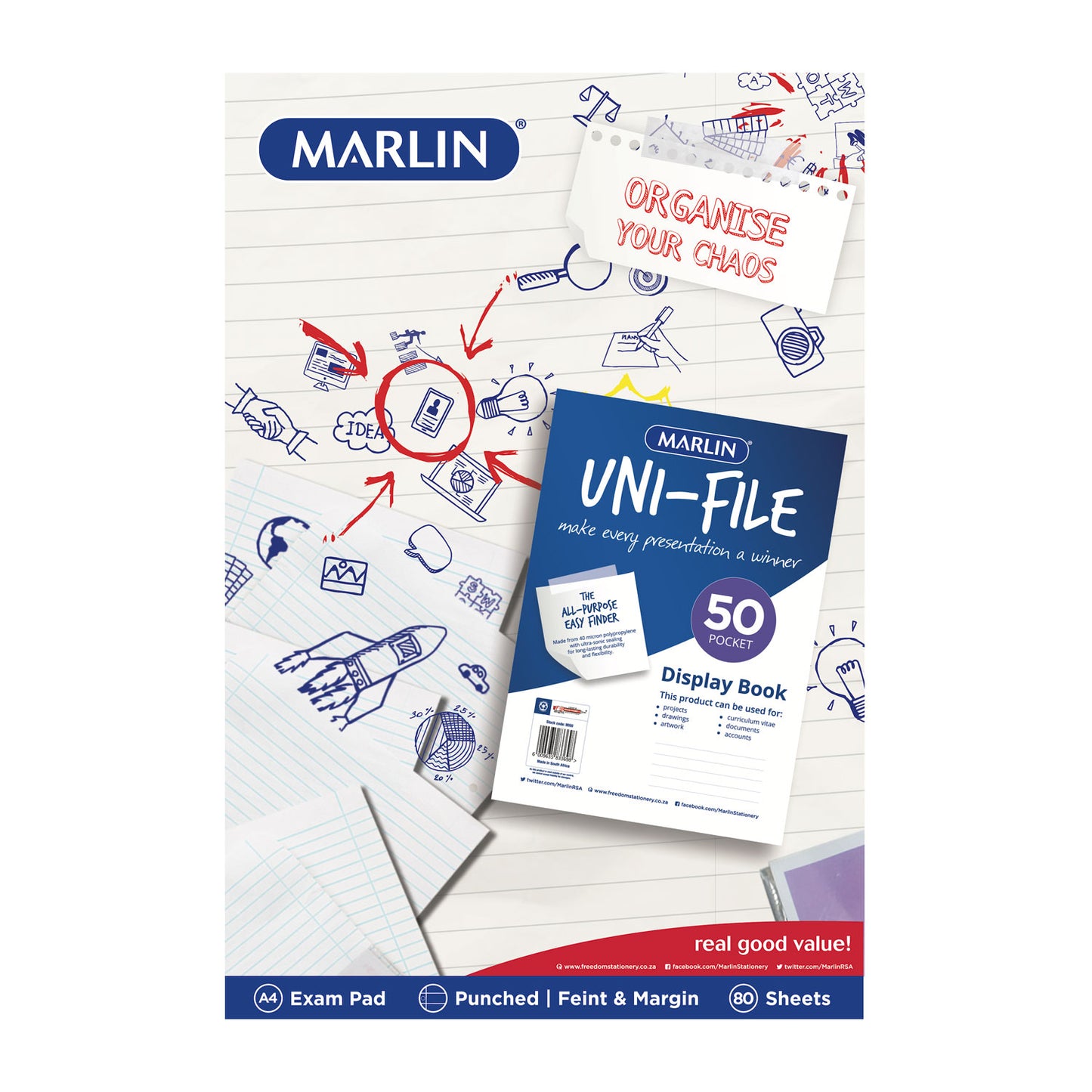 Marlin Exam Pad A4/80Page Punched