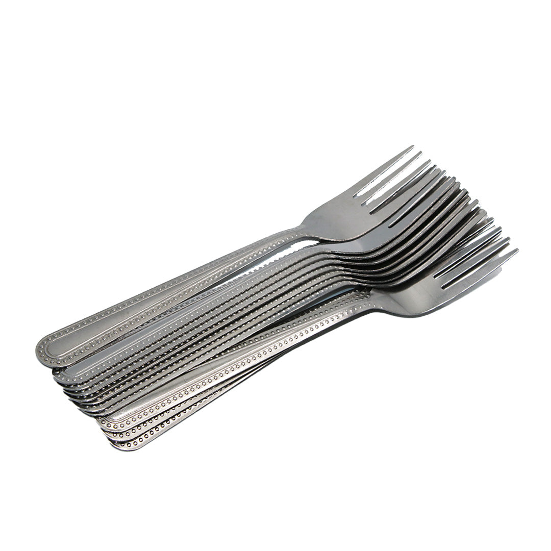 Fork 12Pc Embossed Beaded