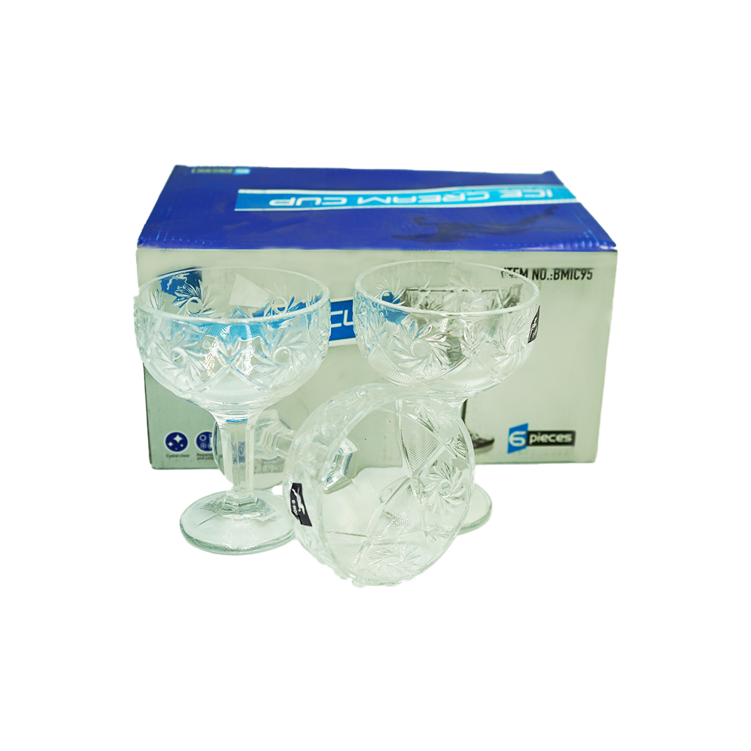 Ice Cream Cup 6Pc With Stem Embossed G-Horse
