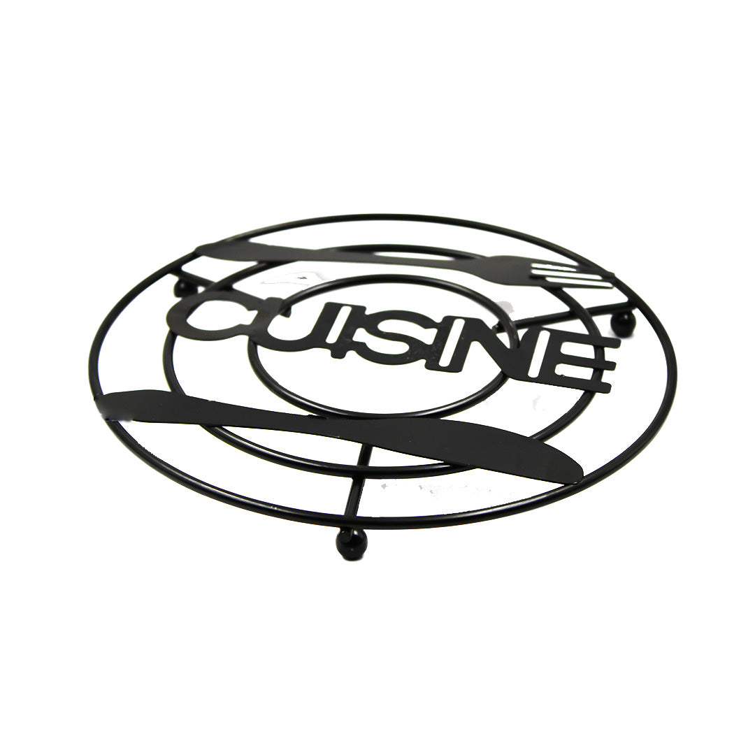 Trivet 20Cm Round Black Knife/Fork Design