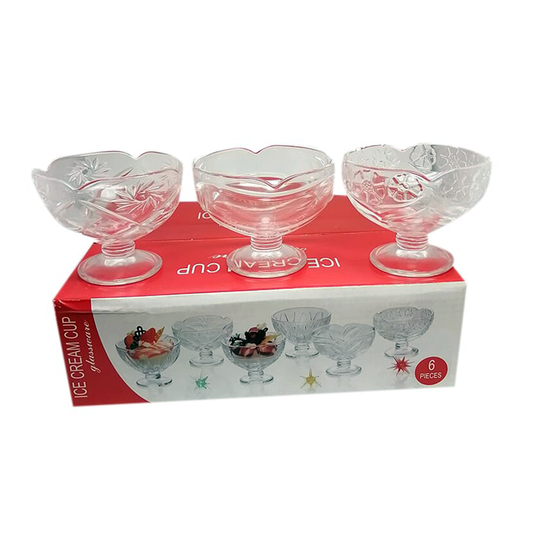 Ice Cream Cup 6Cp Clear Embossed Assorted