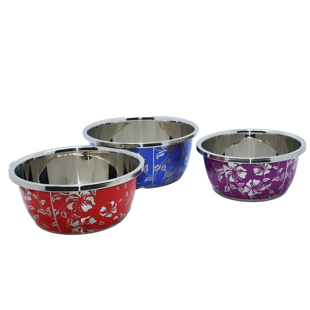 Bowl Set 3Pc Stainless Steel Printed Gift Box