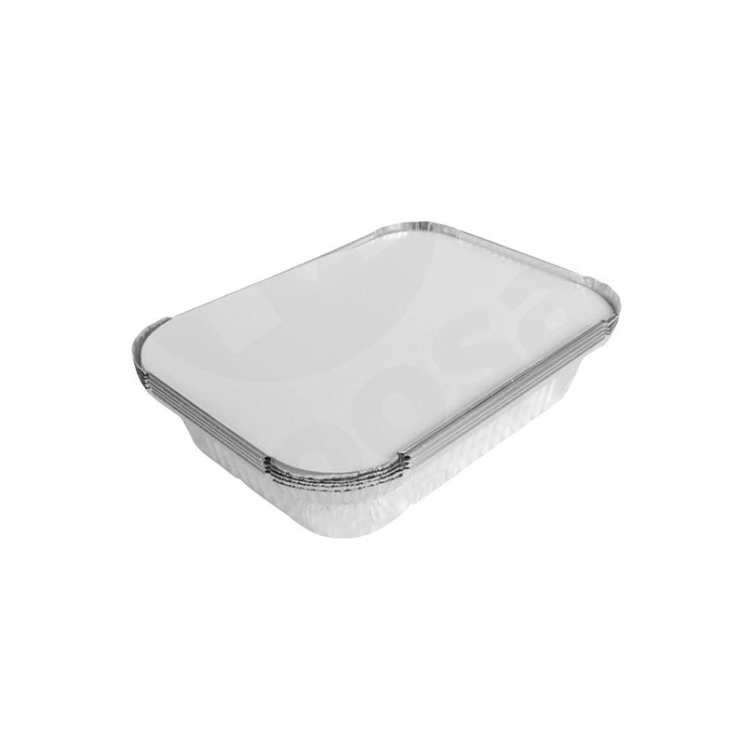 Foil Container Alum 5Pc With Plastic Lid 21X16Cm