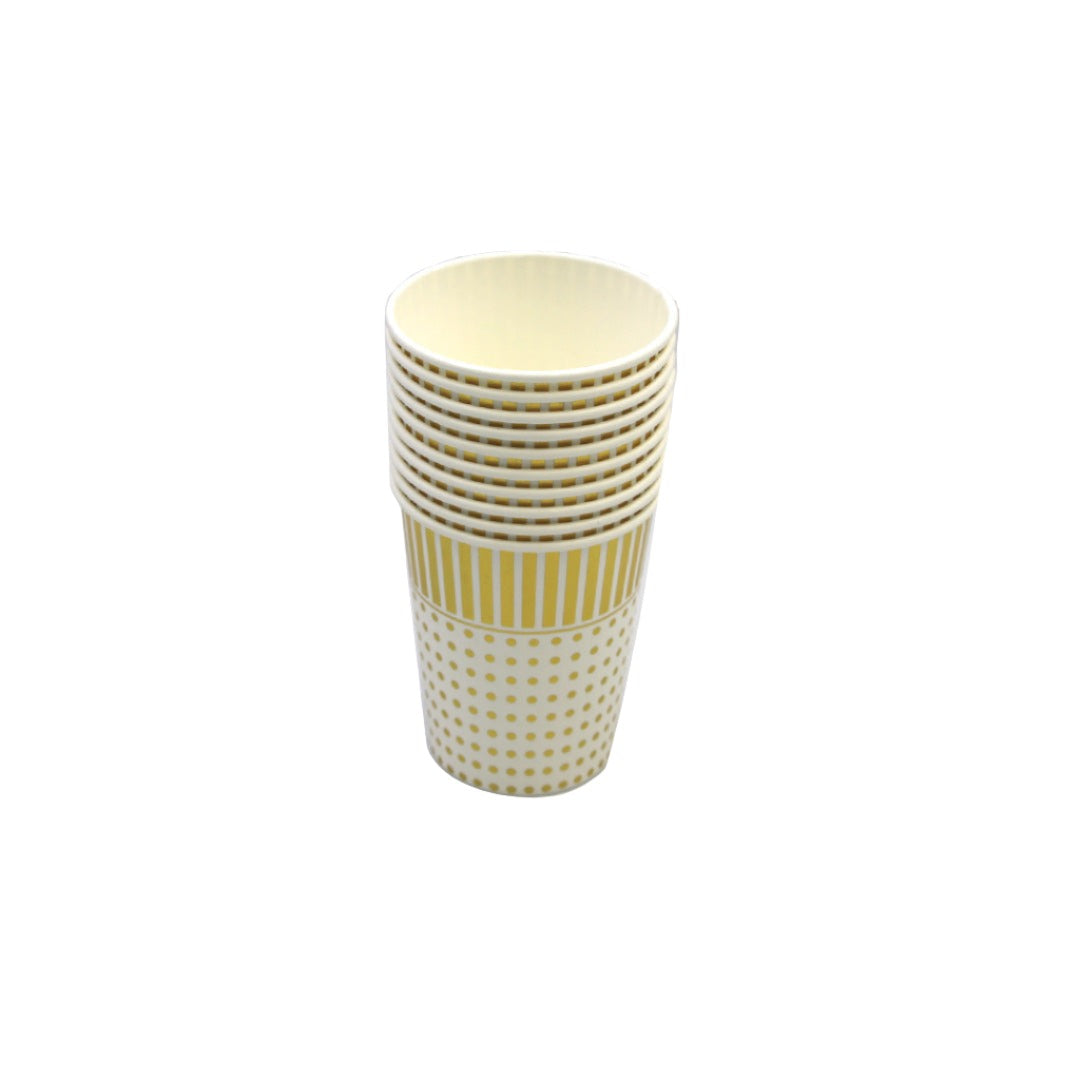 Paper Cup 10Pc Party Stripes/Stars Marble Assorted