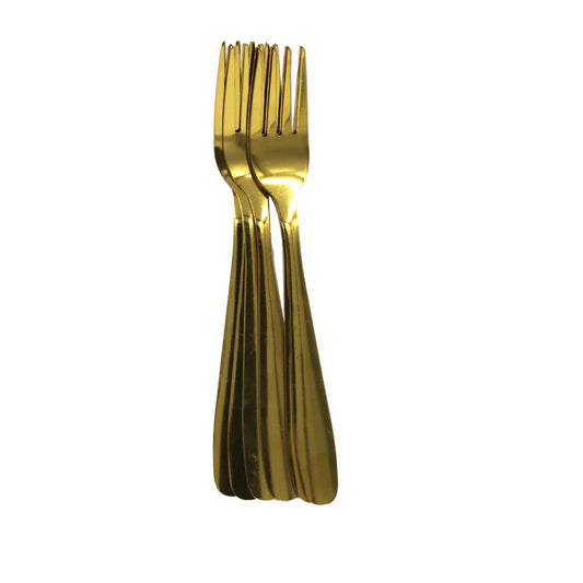 Fork 6Pc Stainless Steel  Gold Yes House Grn Label