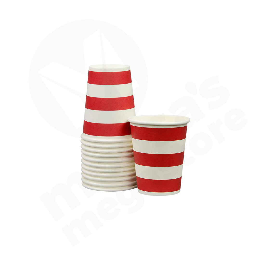Paper Cup 8Pc 10X7Cm With Lid Assorted