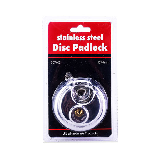 Lock Discus 60Mm Stainless Steel  Carded Guardtek