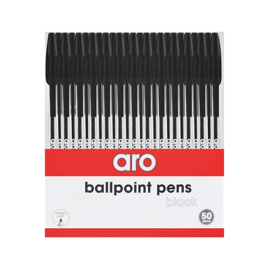 Aro Ballpoint Pen Black 50Pc