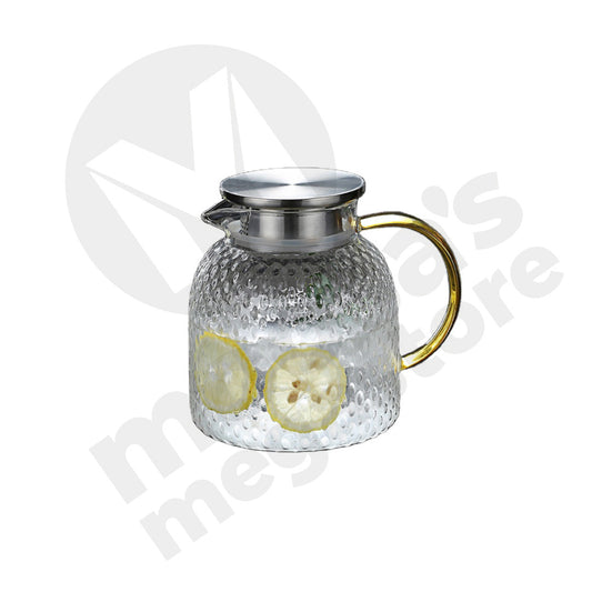 Jug Glass 1.8L Embossed With Sts Lid Tinted