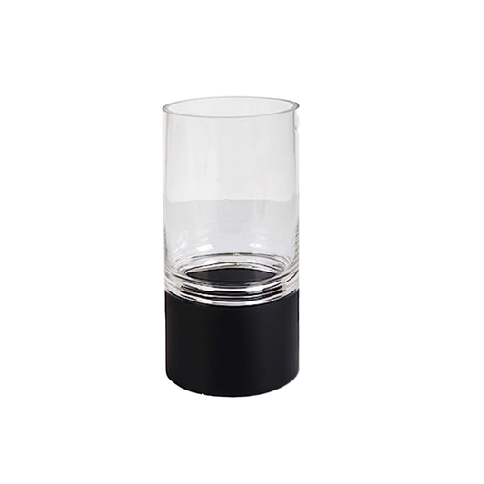 Vase Glass 30X12Cm Round Clear/Black Base Hjm