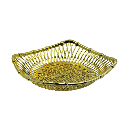 Fruit Basket 24Cm Square Gold/Silver Plastic