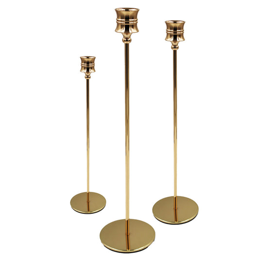 Candle Holder 3Pc 32/26/22Cm Gold Fancy