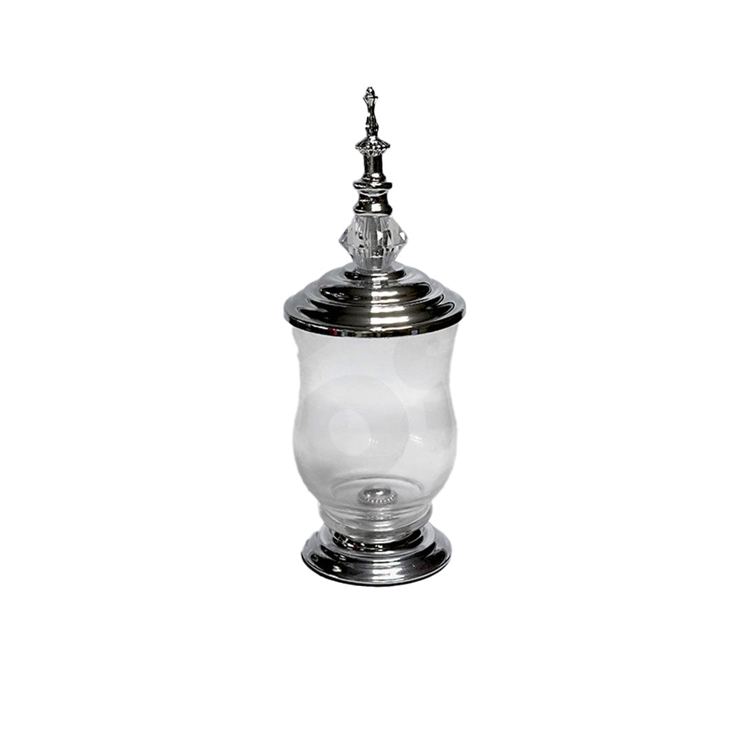 Candy Bowl 15X10Cm Glass/Silver Base /Lid