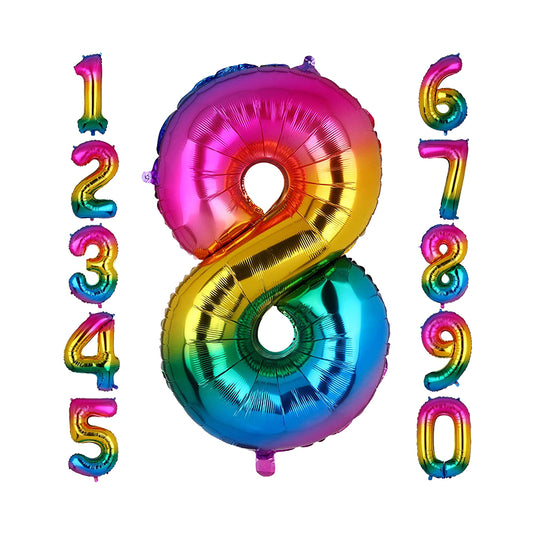Balloon Foil Rainbow Assorted Numbers