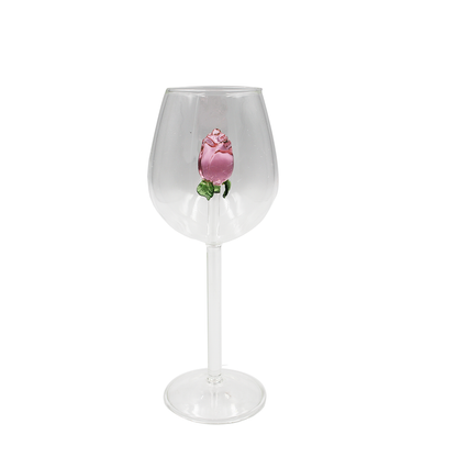 Ornament 21Cm With Rose Inside Wine Tumb Shape