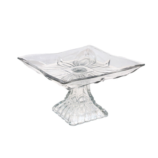 Sweet Dish 21X14Cm Clear Emboss  Sqr Footed Walter