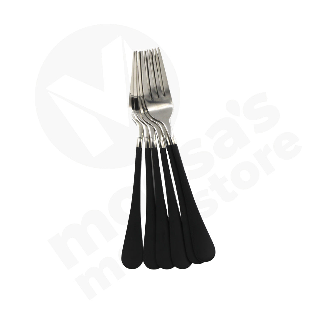 Fork 6Pc Stainless Steel  Silver/Black