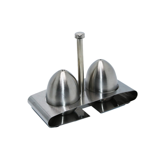 Salt & Pepper Set With Stand S/S  Egg Shape