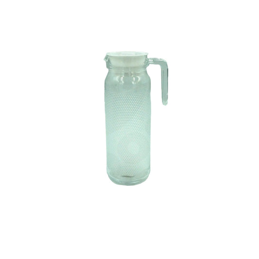 Jug 1L Round Clear Embossed With Lid