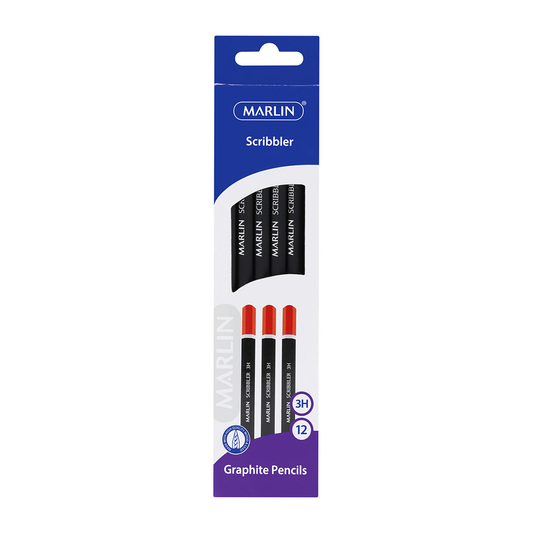 Marlin Pencils 12Pc Graphite Black/Silver 3H