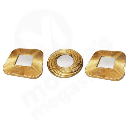 Mirror 3Pc 26Cm/24Cm 2 X Square/1 X Round Gold