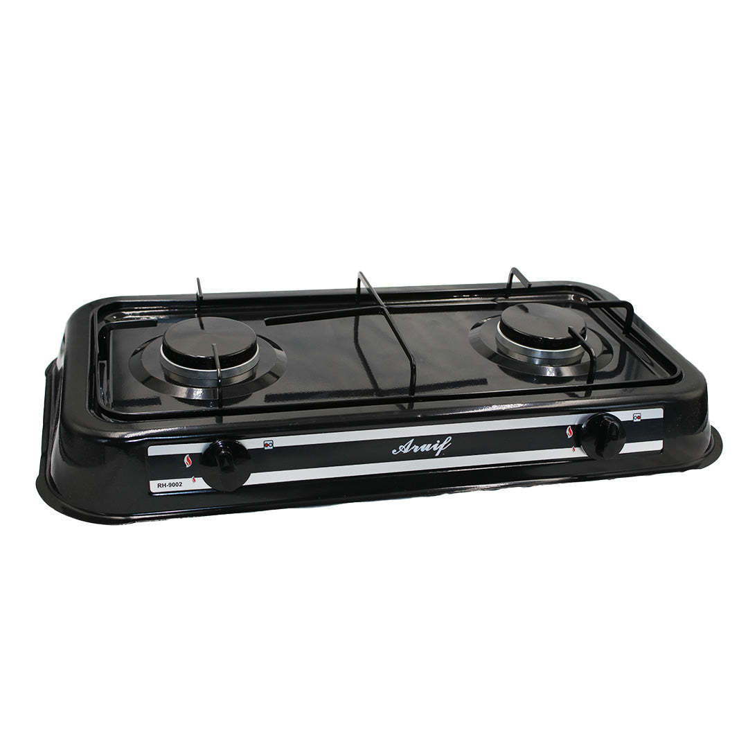 Gas Stove 2 Plate Black Enamel Aruif