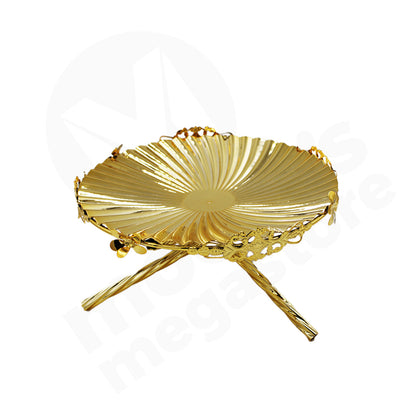 Plate With Stand 20Cm Gold Metal