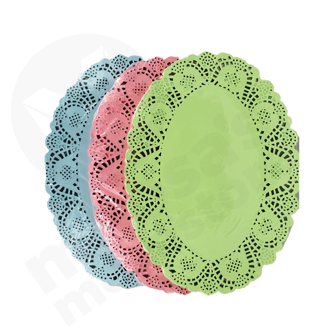 Doilies Paper 100Pc 26X19Cm Oval Assorted Colour