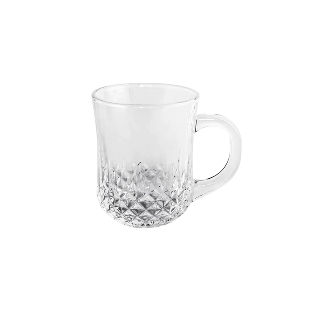 Mug Glass 9X10Cm Embossed Loose Assorted