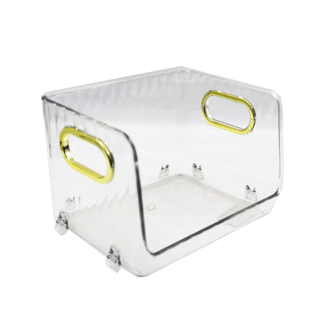 Cosmetic Organizer 19X13Cm Clear Plast Gold Handle