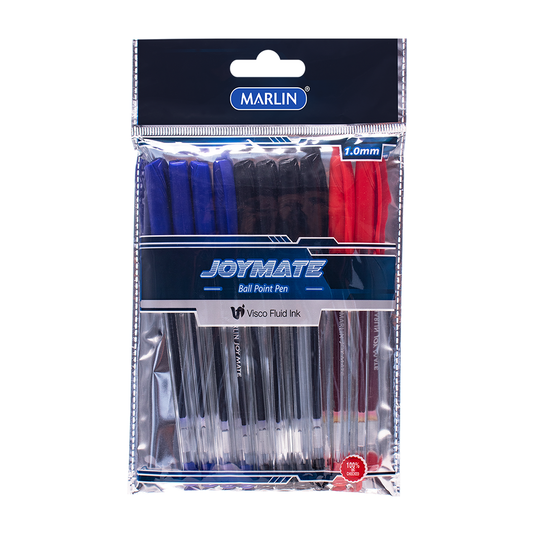 Marlin Joymate Ballpoint Pen 10Pk Blue/Black/Red