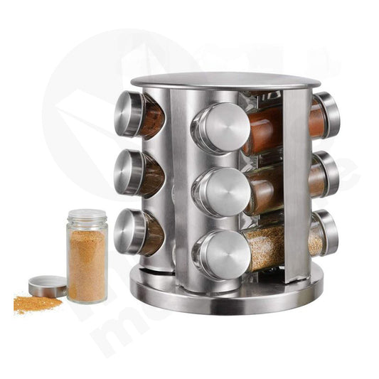 Spice Jar 12Pc With Rack Rotating Glass