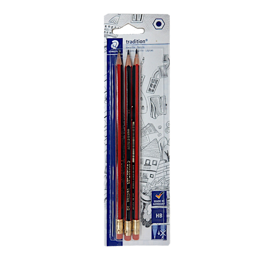 Staedtler Pencil 3Pc Camel Hb With Eraser Tip